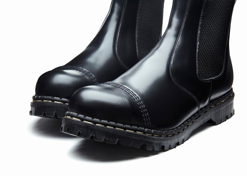 Men Solovair Hi-Shine Steel Toe Capped Dealer Boots Black | GF0-1910-BK-040