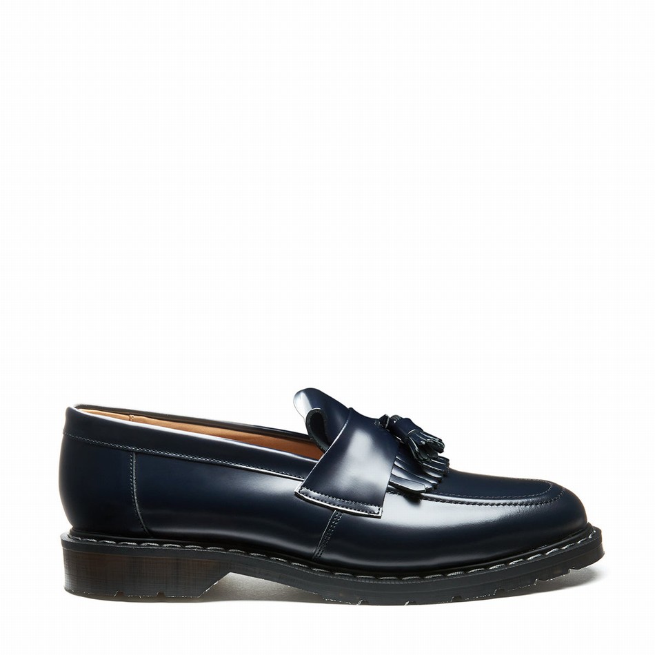 Men Solovair Hi-Shine Tassel Loafers Navy | S0-1022-NV-G-030