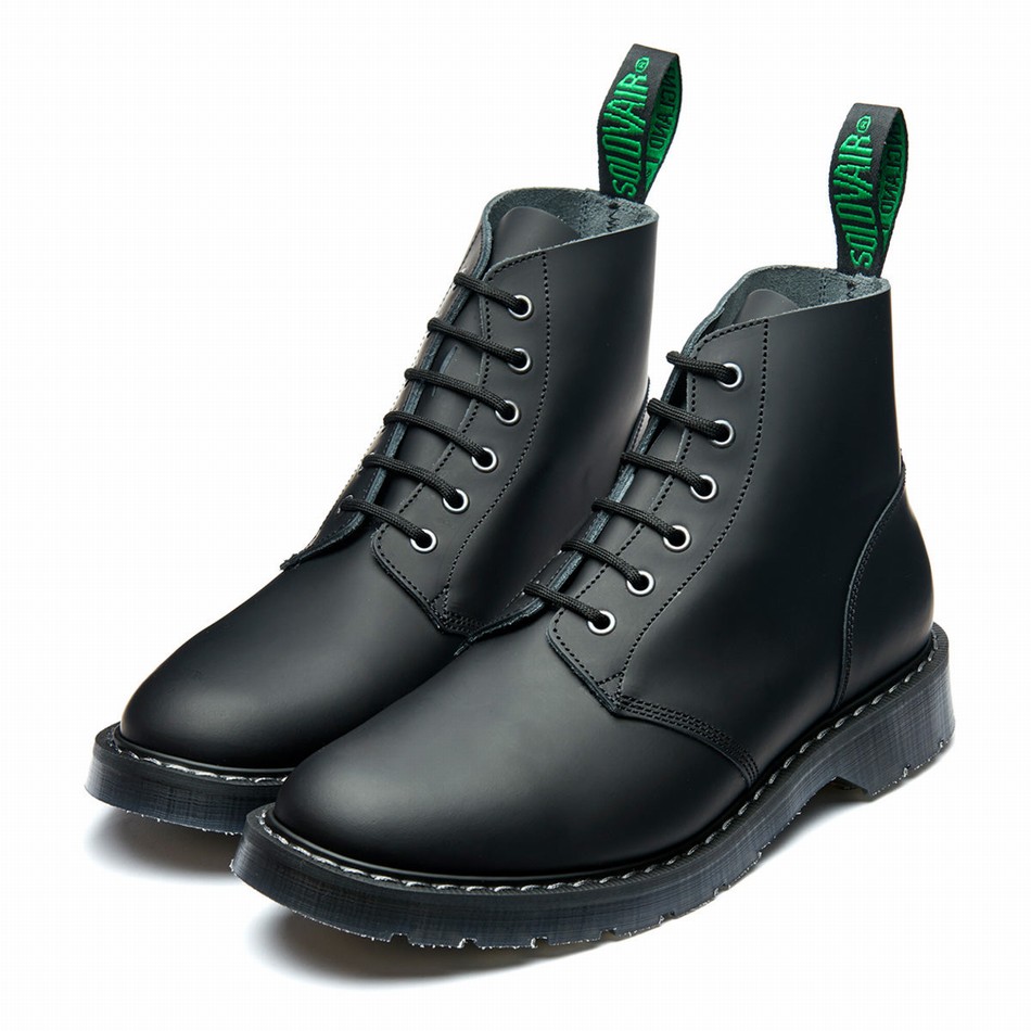 Men Solovair Matte 6 Eye Astronaut Boots Black | S6-969-BK-MT-G-030