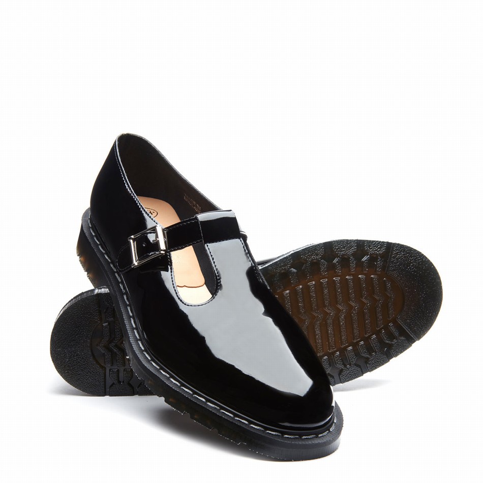 Men Solovair Patent Mary Jane Shoes Black | S0-393-BK-PT-G-030