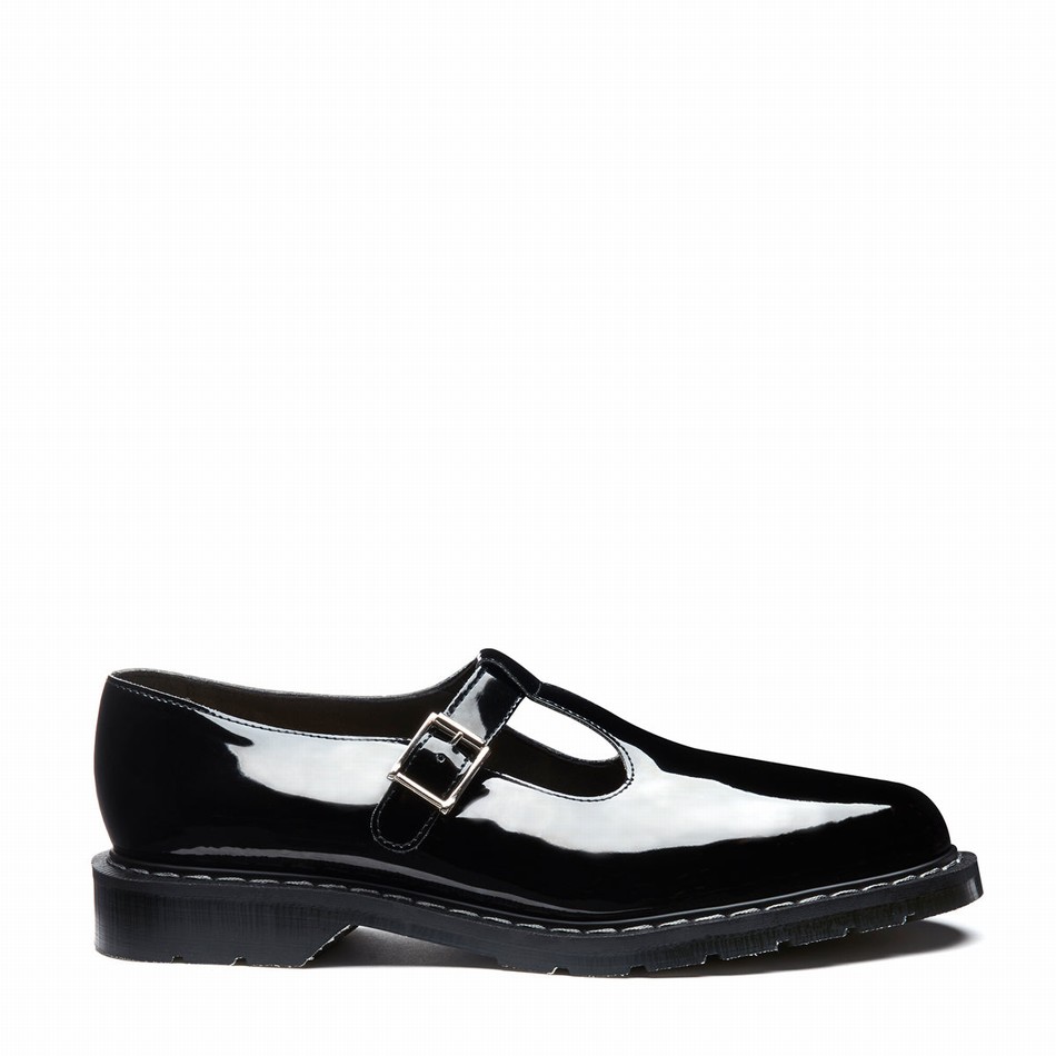 Men Solovair Patent Mary Jane Shoes Black | S0-393-BK-PT-G-030
