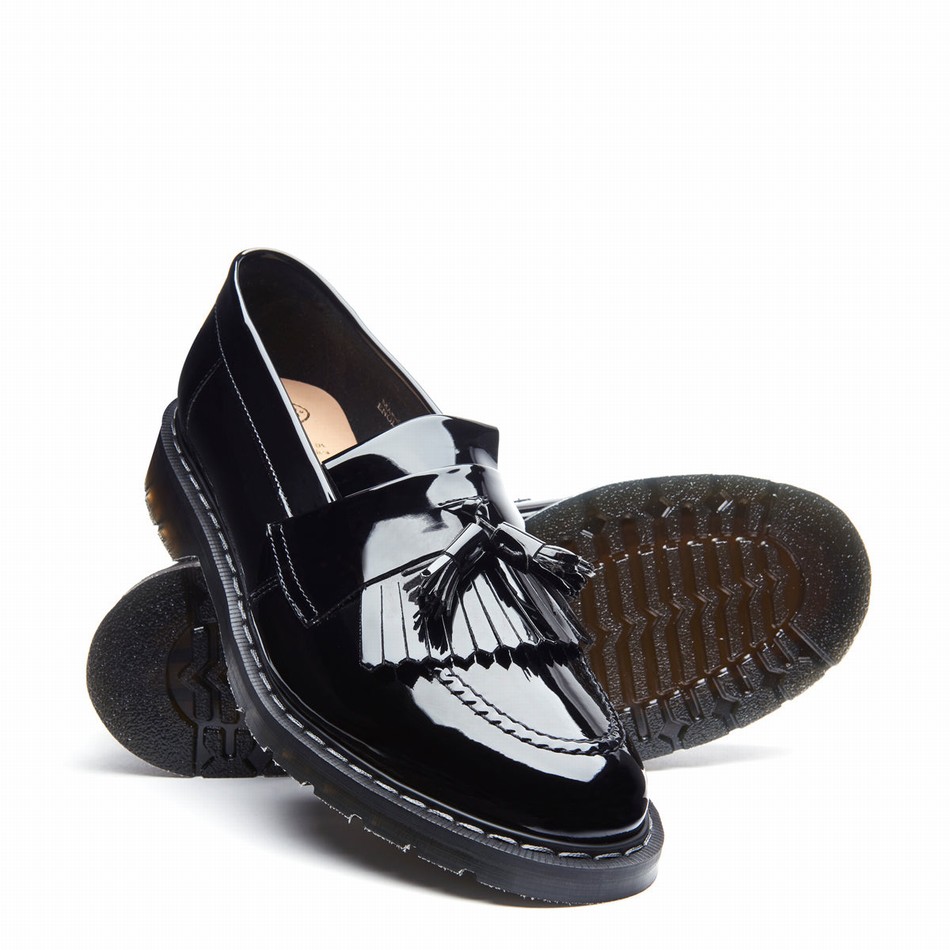 Men Solovair Patent Tassel Loafers Black | S0-1022-BK-PT-G-030