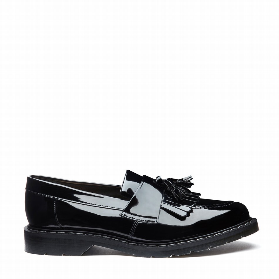 Men Solovair Patent Tassel Loafers Black | S0-1022-BK-PT-G-030