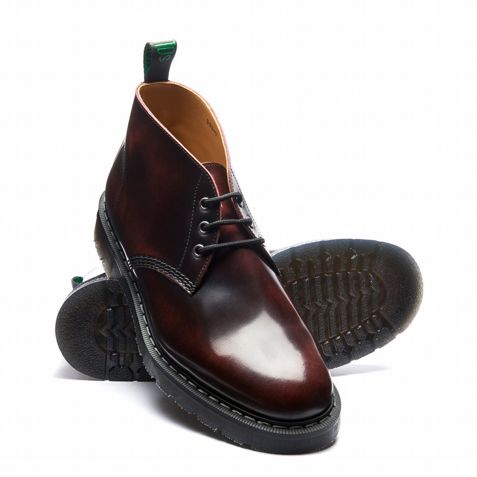 Men Solovair Rub-Off 3 Eye Chukka Boots Burgundy | S3-080-BUR-G-035