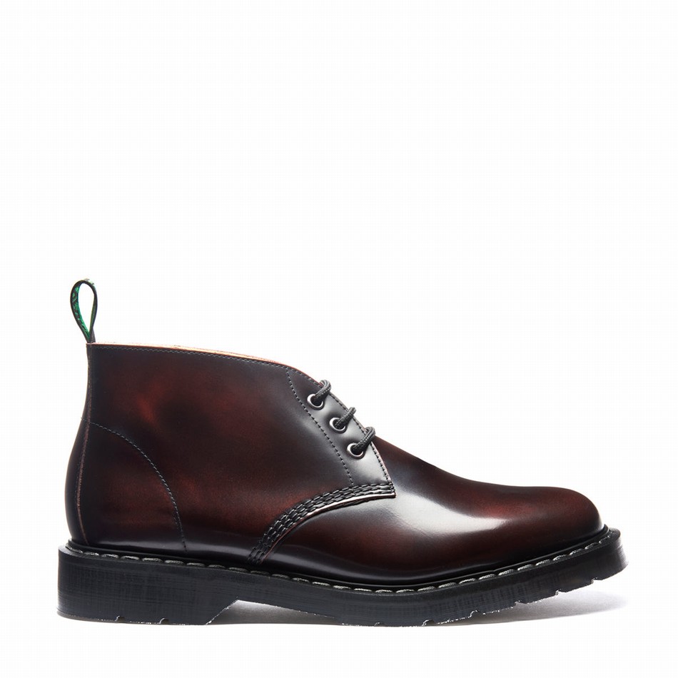 Men Solovair Rub-Off 3 Eye Chukka Boots Burgundy | S3-080-BUR-G-035