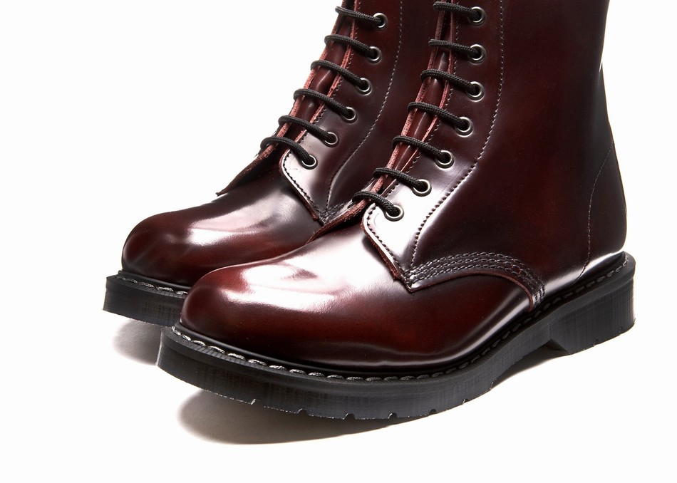Men Solovair Rub-Off 8 Eye Derby Boots Burgundy | S8-551-BUR-G-030