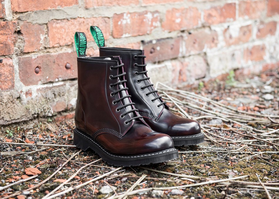 Men Solovair Rub-Off 8 Eye Derby Boots Burgundy | S8-551-BUR-G-030