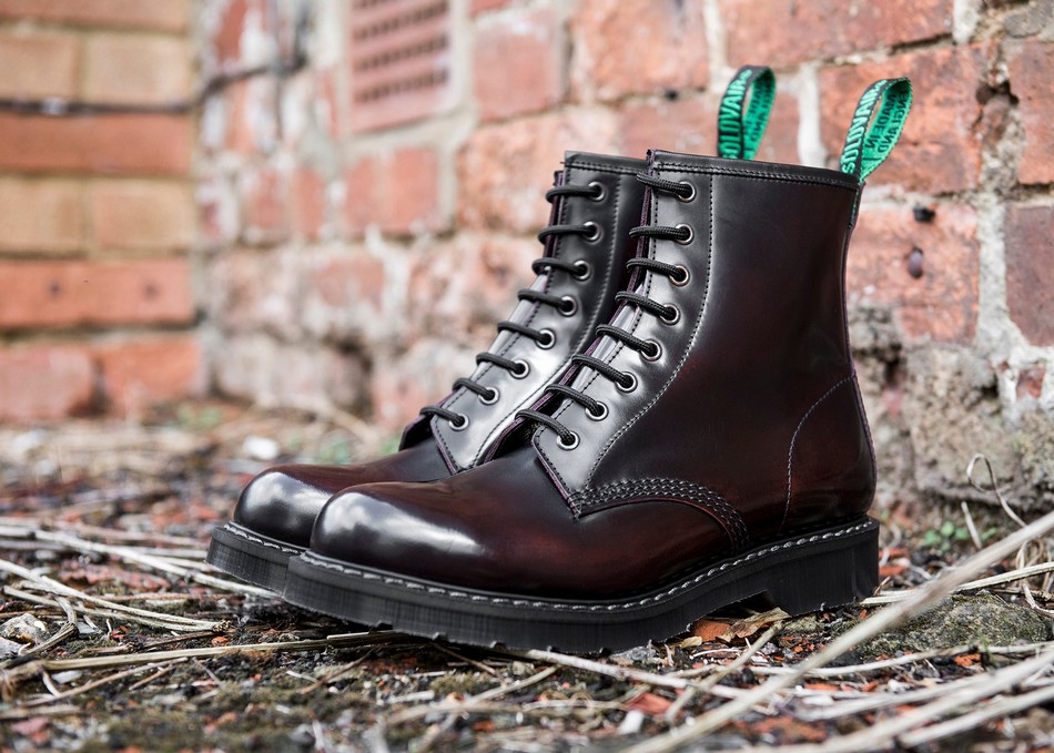 Men Solovair Rub-Off 8 Eye Derby Boots Burgundy | S8-551-BUR-G-030