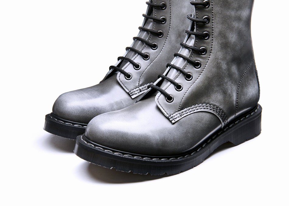 Men Solovair Rub-Off 8 Eye Derby Boots Grey | S8-551-CGY-RO-G-065