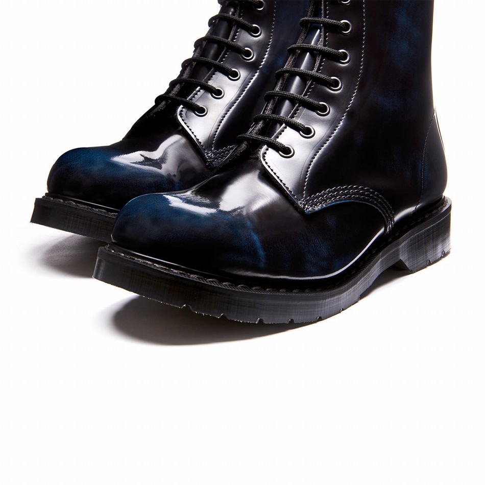 Men Solovair Rub-Off 8 Eye Derby Boots Navy | S8-551-NV-RO-G-035