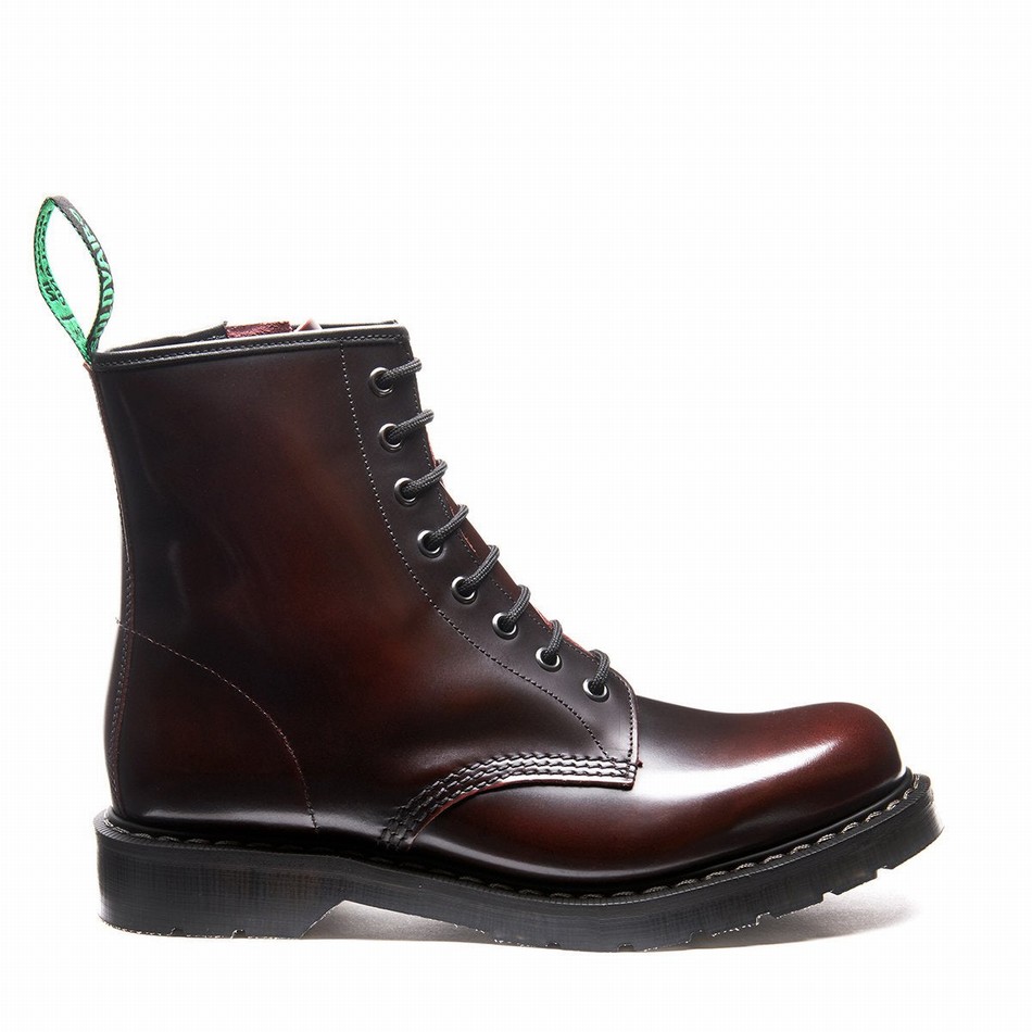 Men Solovair Rub-Off 8 Eye Zip Derby Boots Burgundy | S8-551-BUR-ZIP-G-045