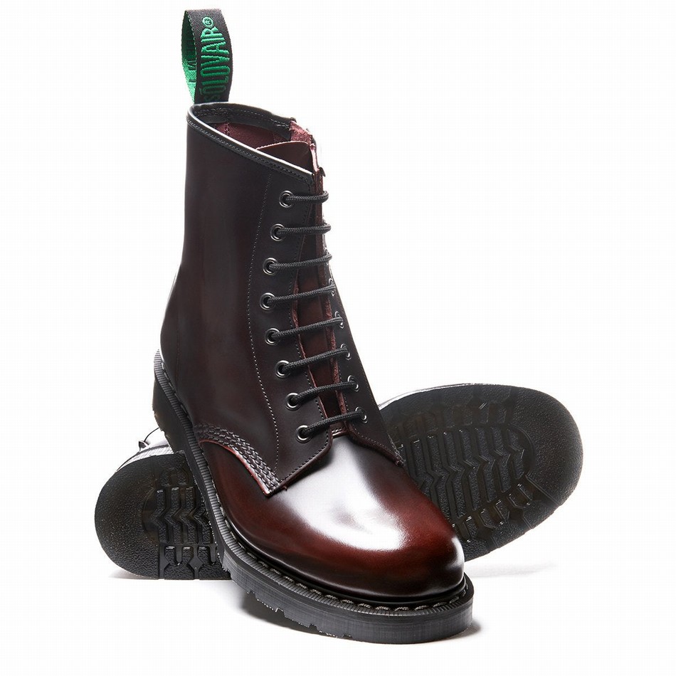 Men Solovair Rub-Off 8 Eye Zip Derby Boots Burgundy | S8-551-BUR-ZIP-G-045