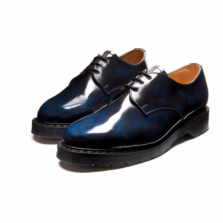 Men Solovair Rub-Off Gibson Shoes Navy | S3-995-NV-RO-G-030