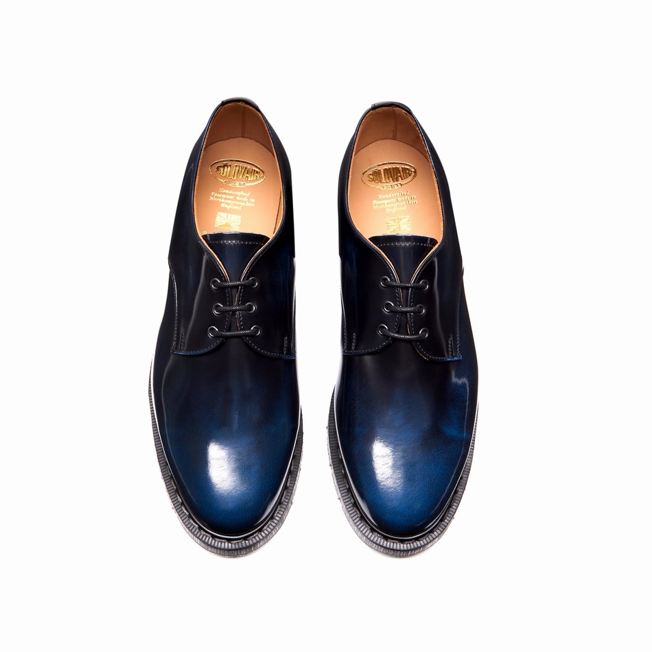Men Solovair Rub-Off Gibson Shoes Navy | S3-995-NV-RO-G-030