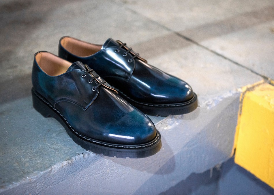 Men Solovair Rub-Off Gibson Shoes Navy | S3-995-NV-RO-G-030