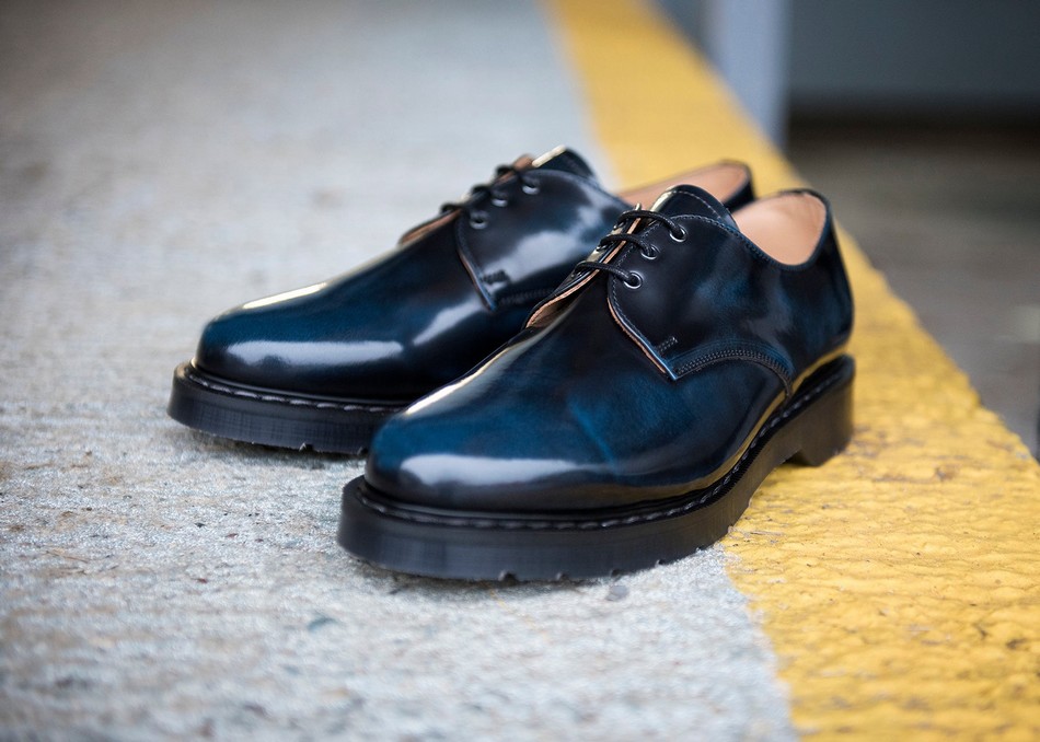 Men Solovair Rub-Off Gibson Shoes Navy | S3-995-NV-RO-G-030