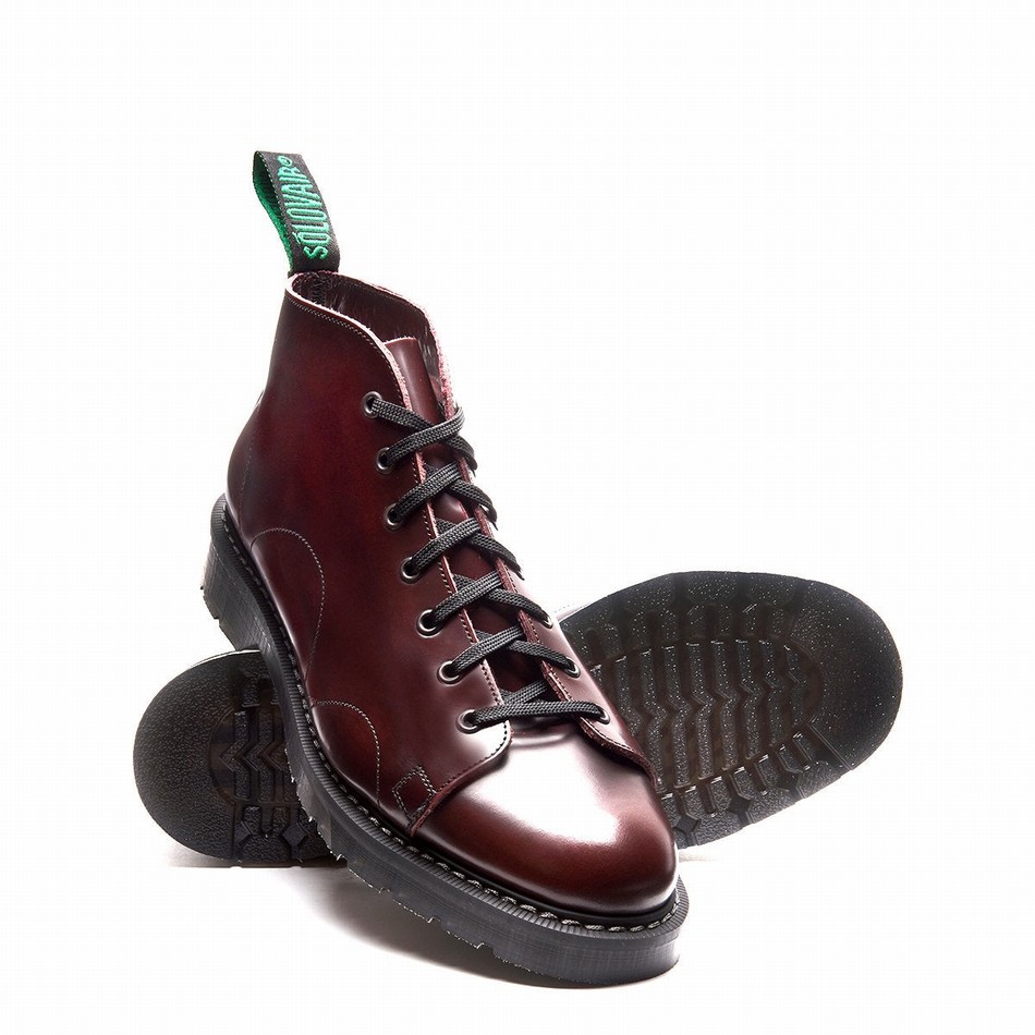 Men Solovair Rub-Off Monkey Boots Burgundy | S7-116-BUR-G-030