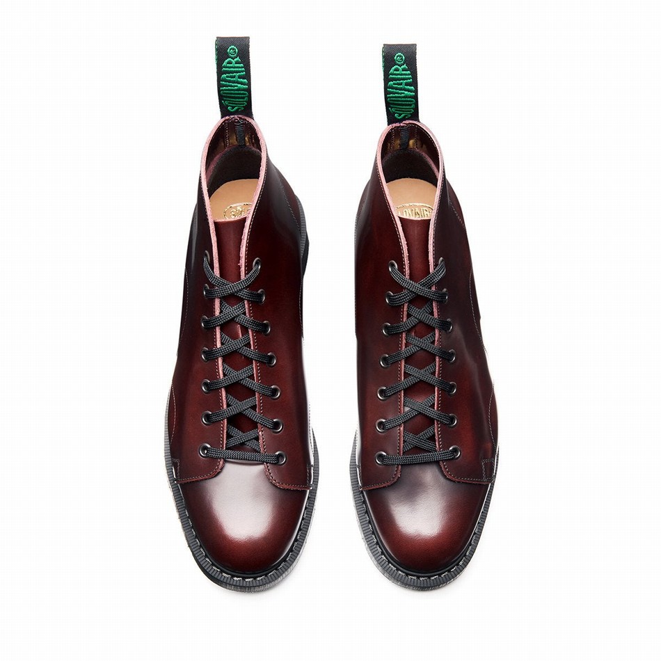 Men Solovair Rub-Off Monkey Boots Burgundy | S7-116-BUR-G-030
