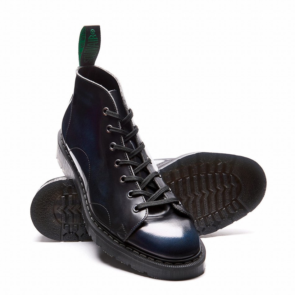 Men Solovair Rub-Off Monkey Boots Navy | S7-116-NV-RO-G-030