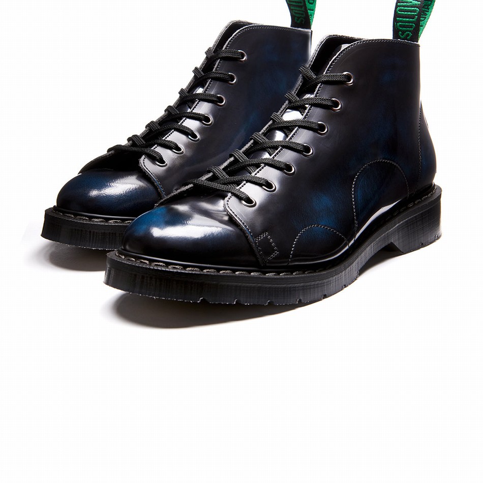 Men Solovair Rub-Off Monkey Boots Navy | S7-116-NV-RO-G-030
