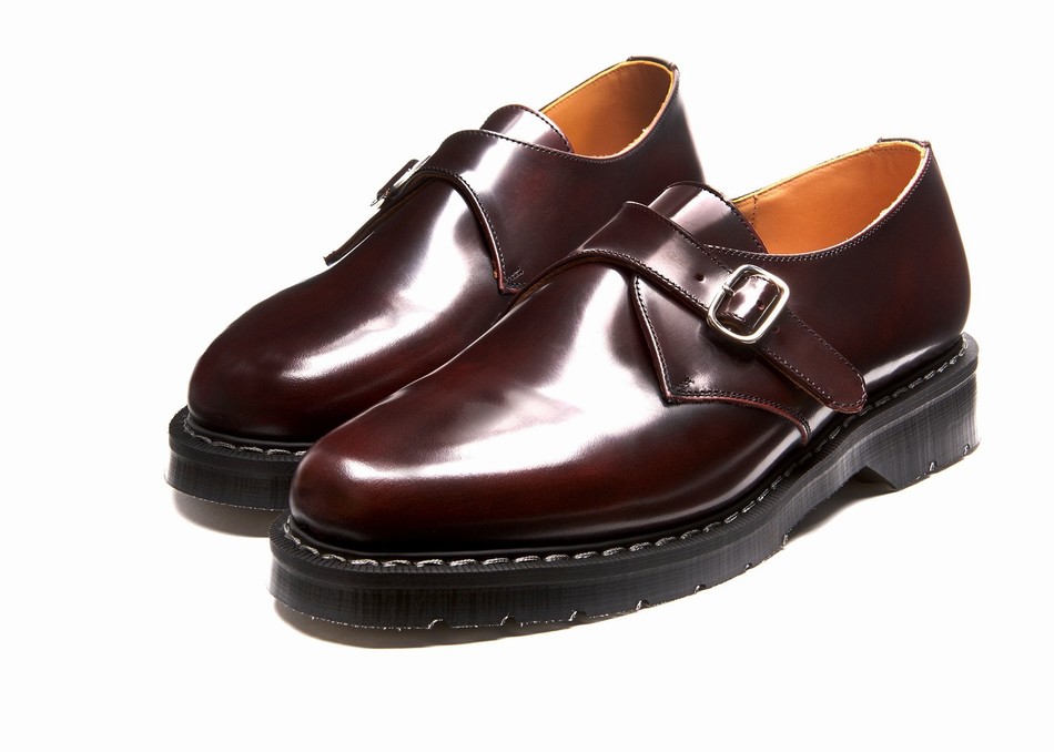Men Solovair Rub-Off Single Buckle Monk Shoes Burgundy | S0-060-BUR-G-035