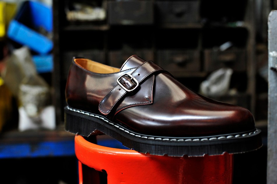 Men Solovair Rub-Off Single Buckle Monk Shoes Burgundy | S0-060-BUR-G-035