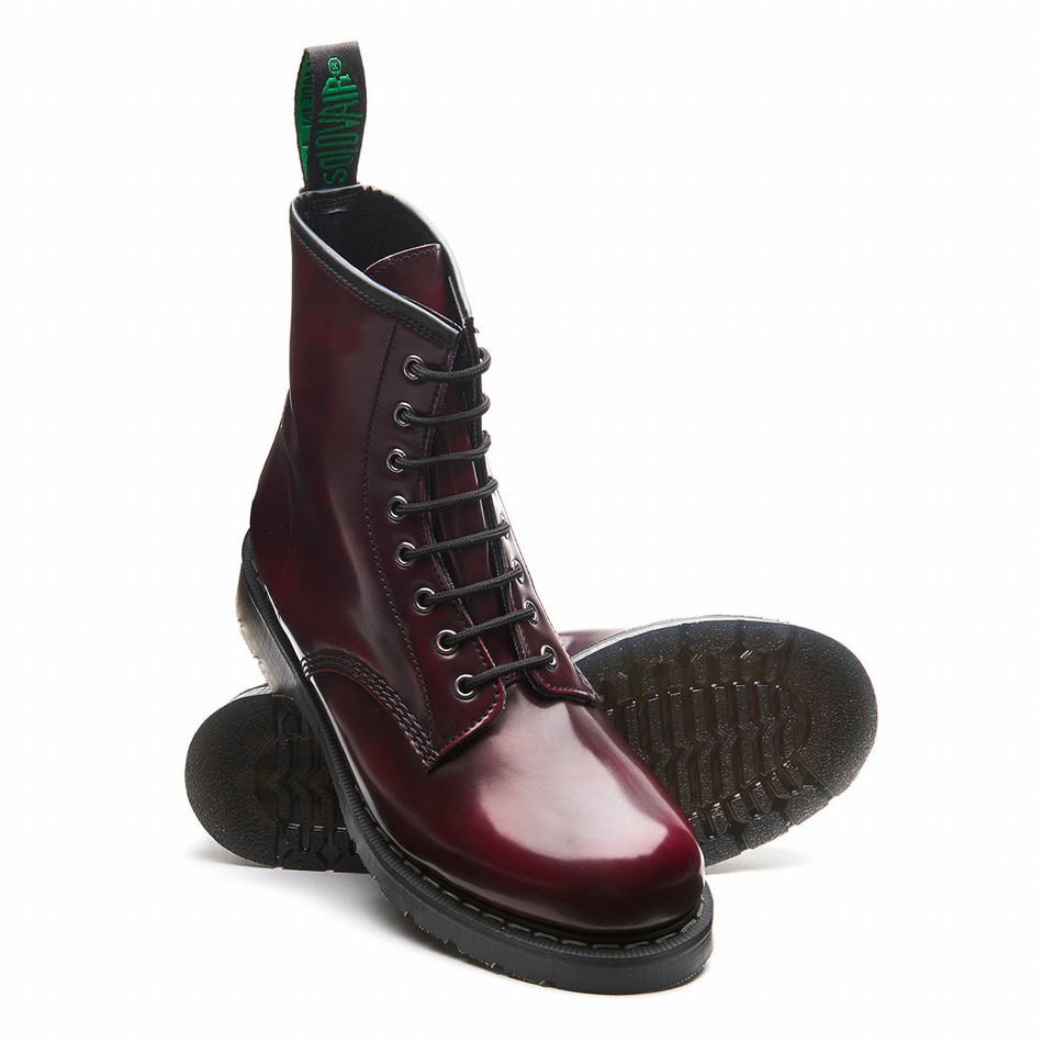 Men Solovair Rub-Off Vegan 8 Eye Derby Boots Red | VS8-551-CR-RO-VEG-G-030