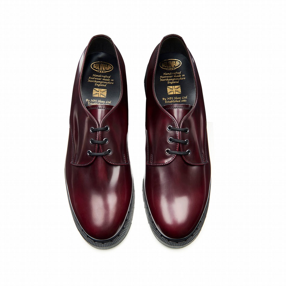 Men Solovair Rub-Off Vegan Gibson Shoes Red | VS3-995-CR-RO-VEG-G-030