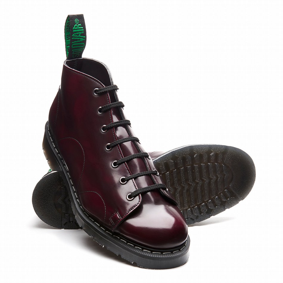 Men Solovair Rub-Off Vegan Hi-Shine Monkey Boots Red | VS7-116-CR-RO-VEG-G-030