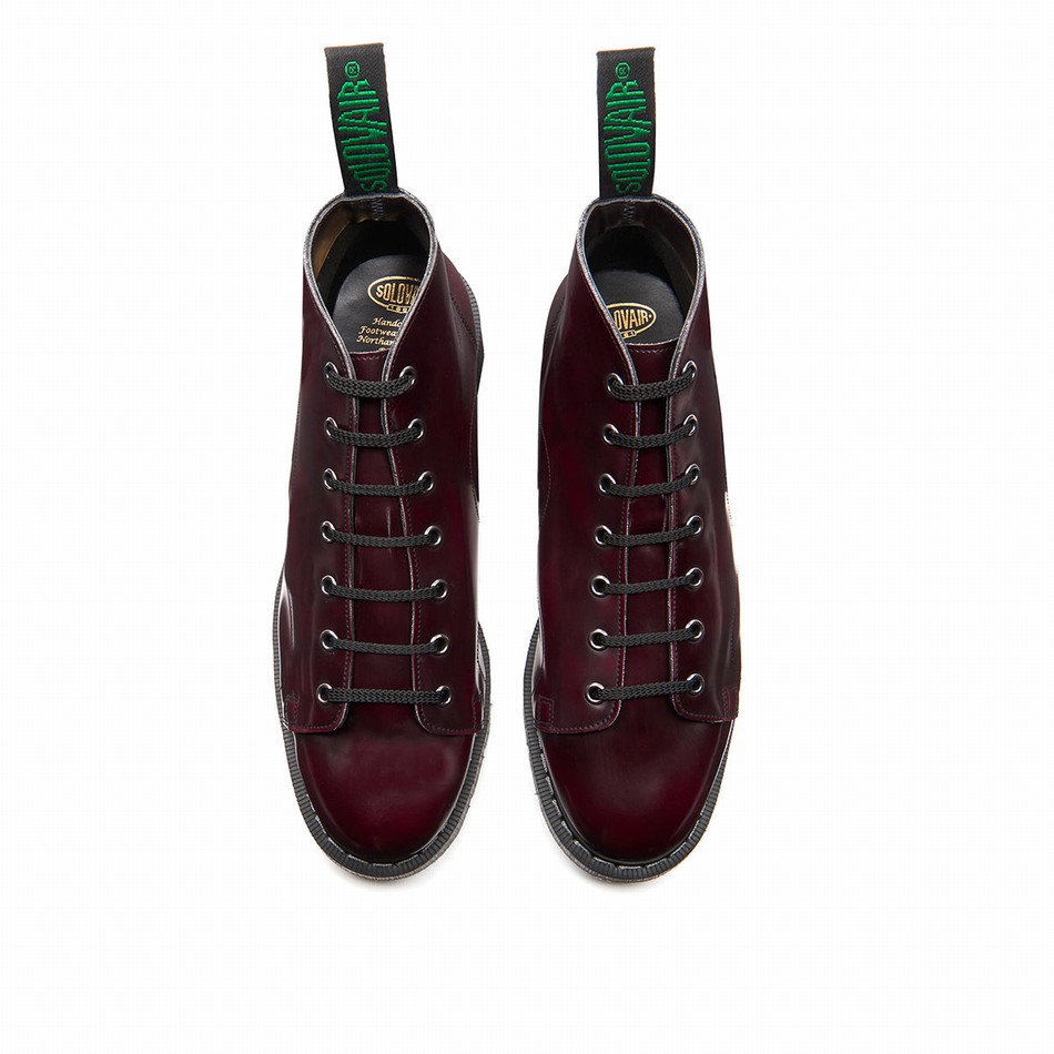 Men Solovair Rub-Off Vegan Hi-Shine Monkey Boots Red | VS7-116-CR-RO-VEG-G-030
