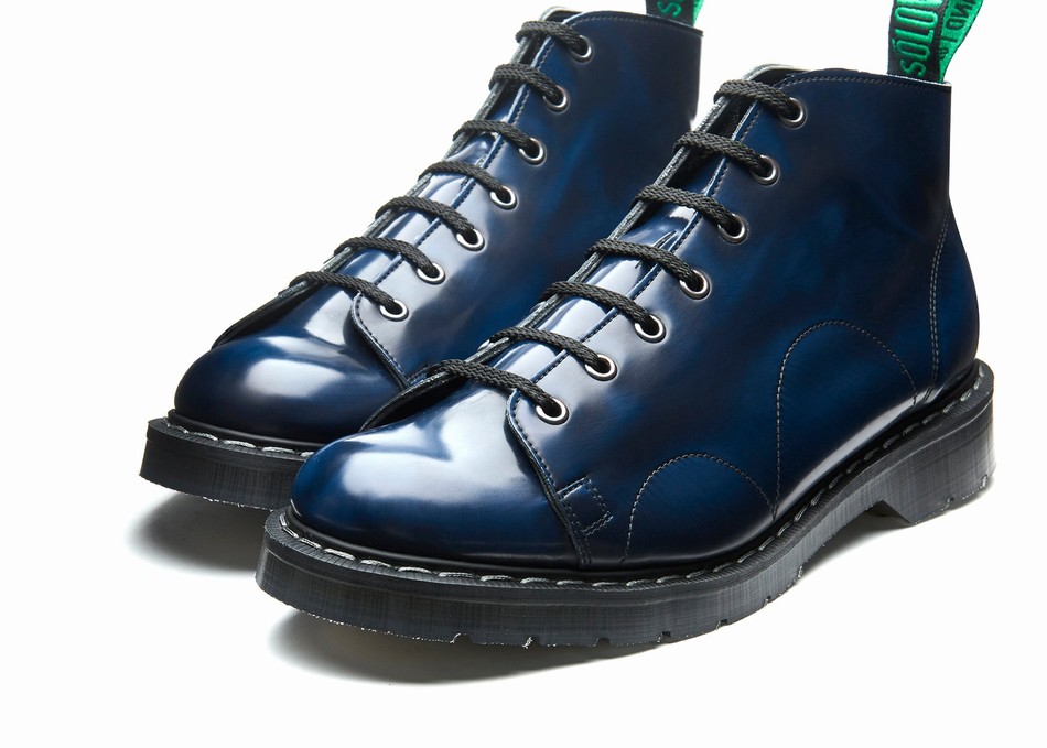 Men Solovair Rub-Off Vegan Monkey Boots Navy | VS7-116-NV-RO-VEG-G-050