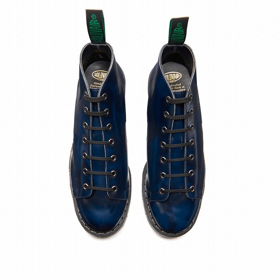 Men Solovair Rub-Off Vegan Monkey Boots Navy | VS7-116-NV-RO-VEG-G-050
