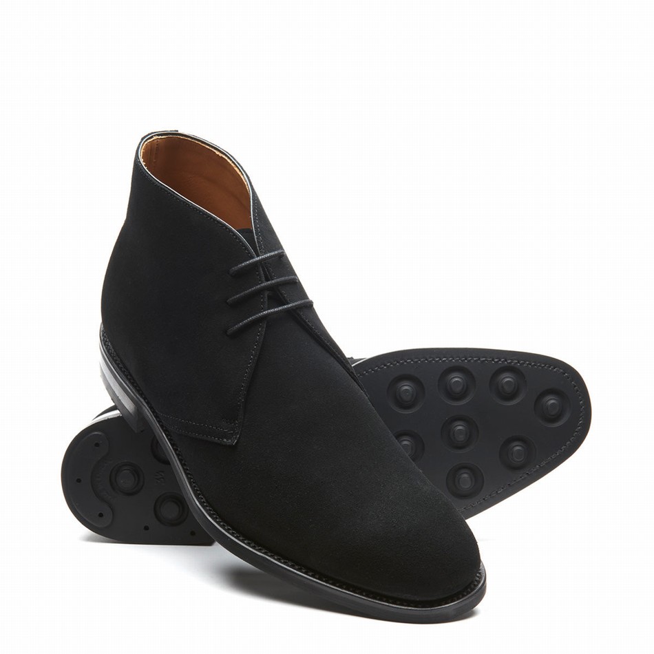 Men Solovair Suede 3 Eye Chukka Boots Black | 103-BK-SUE-060