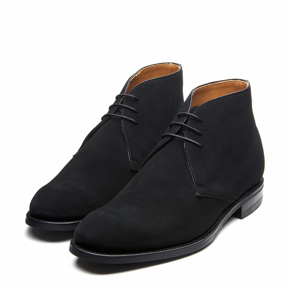 Men Solovair Suede 3 Eye Chukka Boots Black | 103-BK-SUE-060