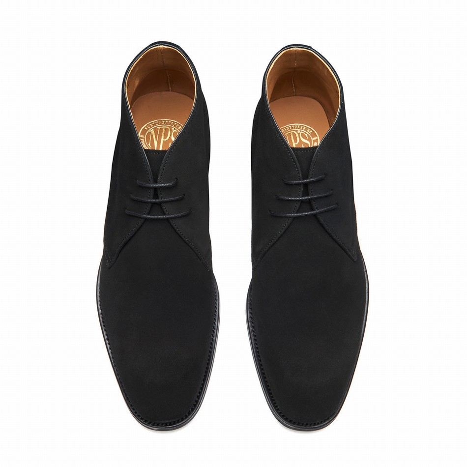 Men Solovair Suede 3 Eye Chukka Boots Black | 103-BK-SUE-060