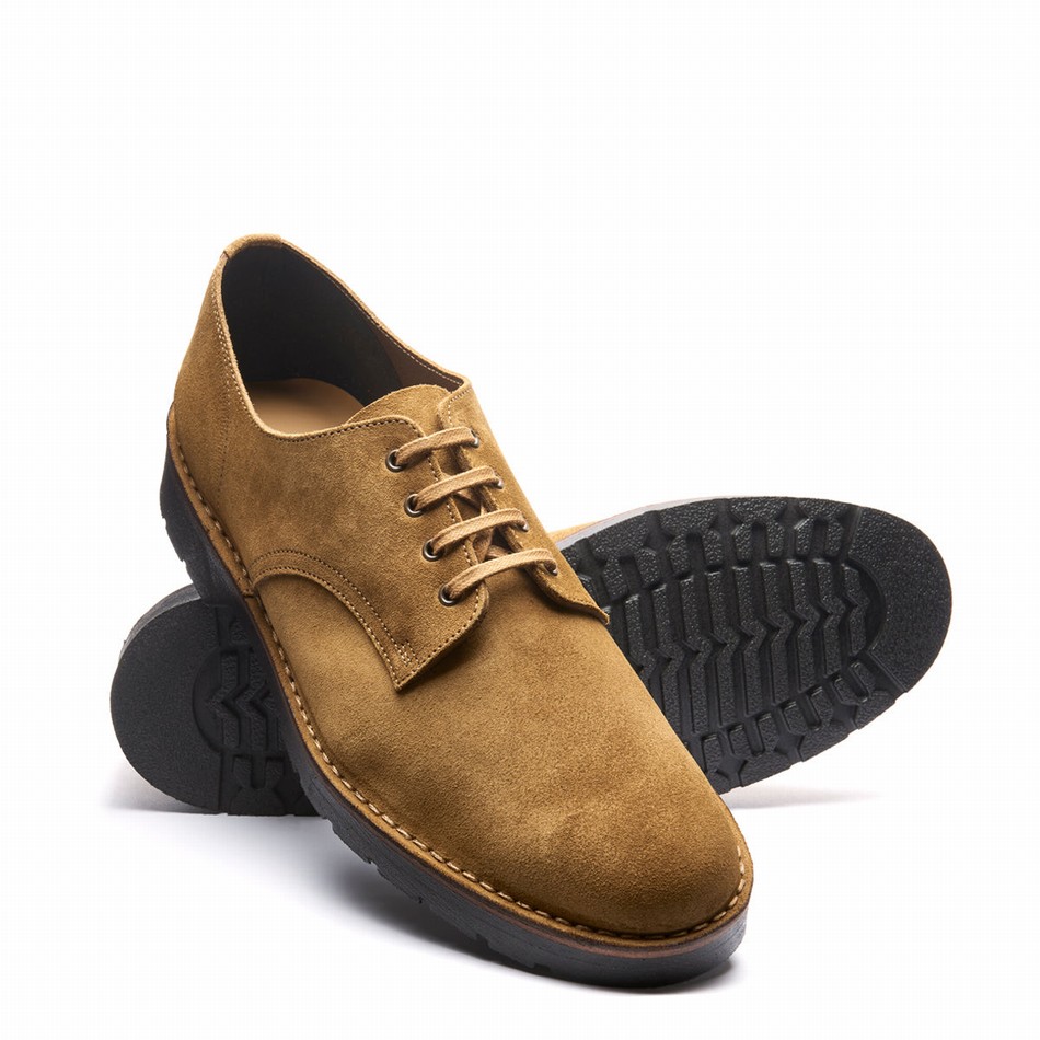 Men Solovair Suede 4 Eye Gibson Shoes Brown | 390-013-060