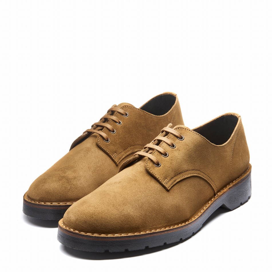 Men Solovair Suede 4 Eye Gibson Shoes Brown | 390-013-060