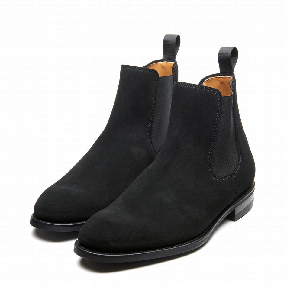 Men Solovair Suede Chelsea Boots Black | 101-BK-SUE-060