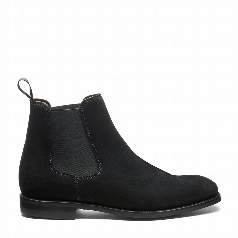 Men Solovair Suede Chelsea Boots Black | 101-BK-SUE-060