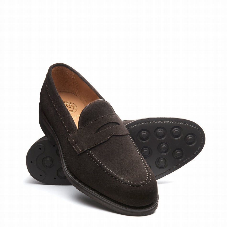 Men Solovair Suede Penny Loafers Brown | 970-BN-SUE-060