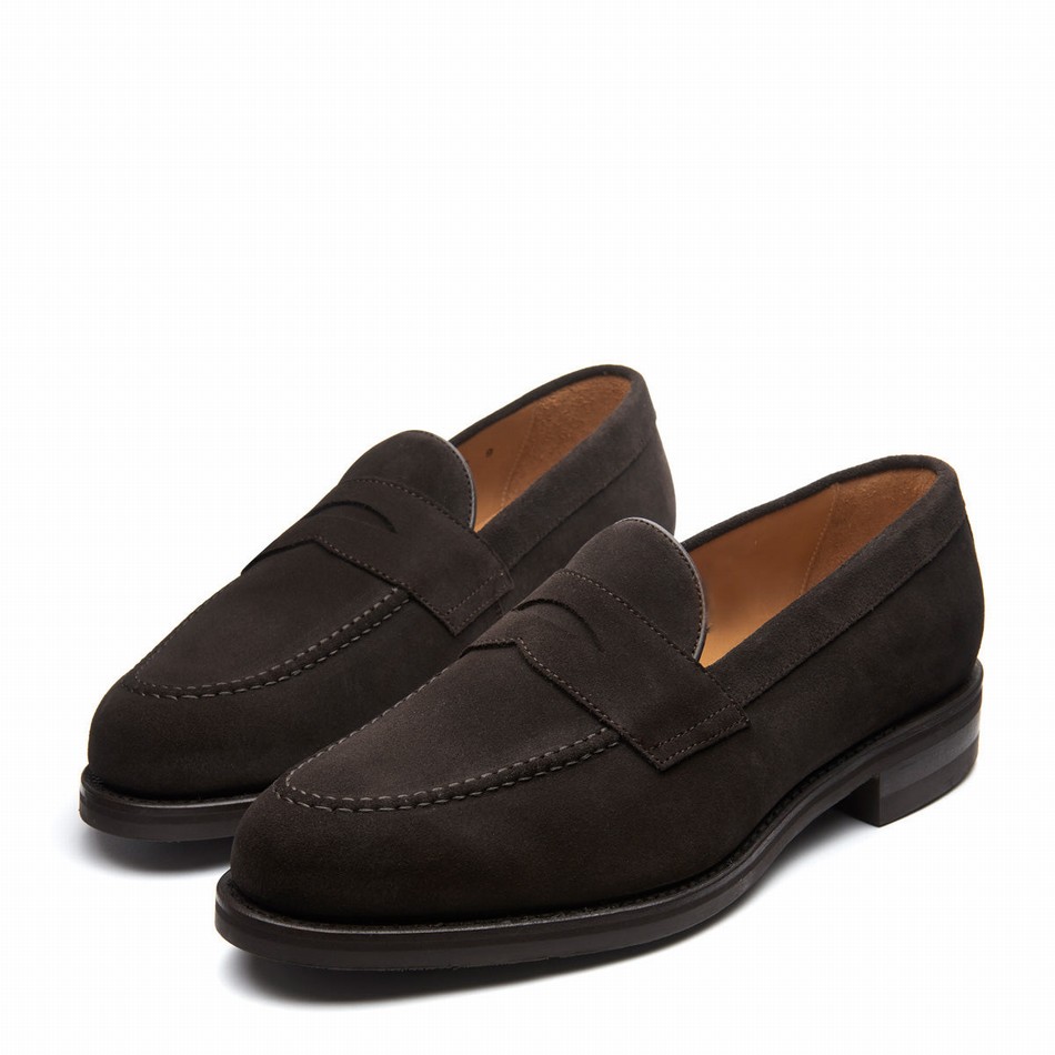 Men Solovair Suede Penny Loafers Brown | 970-BN-SUE-060