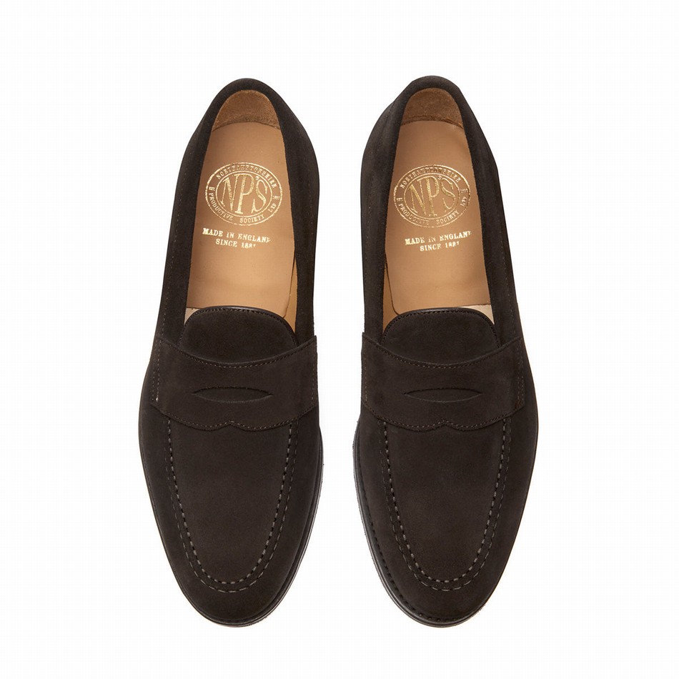 Men Solovair Suede Penny Loafers Brown | 970-BN-SUE-060
