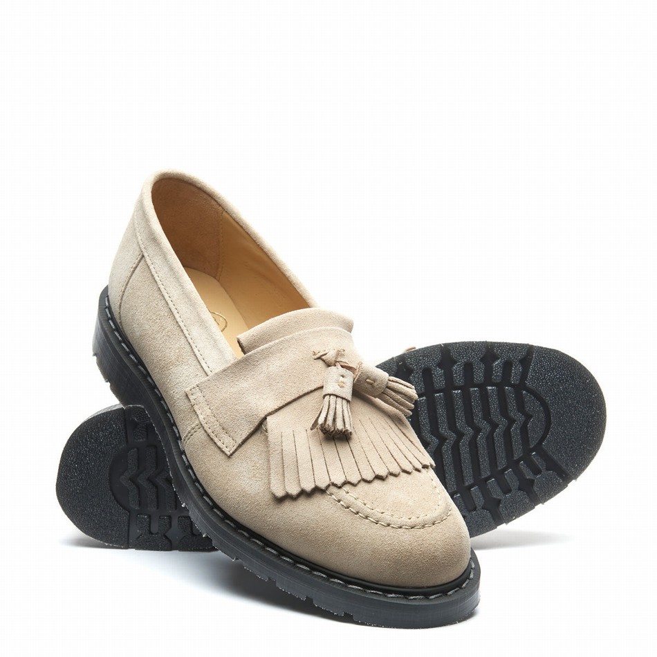 Men Solovair Suede Tassel Loafers Beige | S0-1022-NU-SUE-G-040