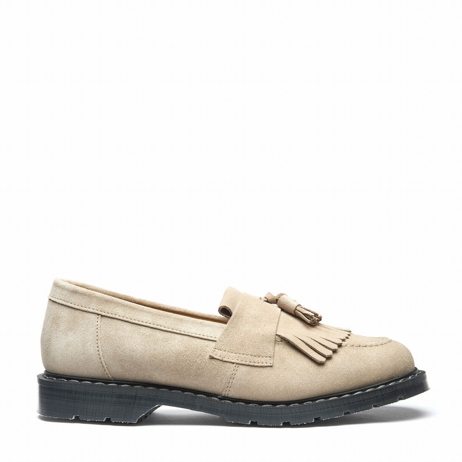 Men Solovair Suede Tassel Loafers Beige | S0-1022-NU-SUE-G-040
