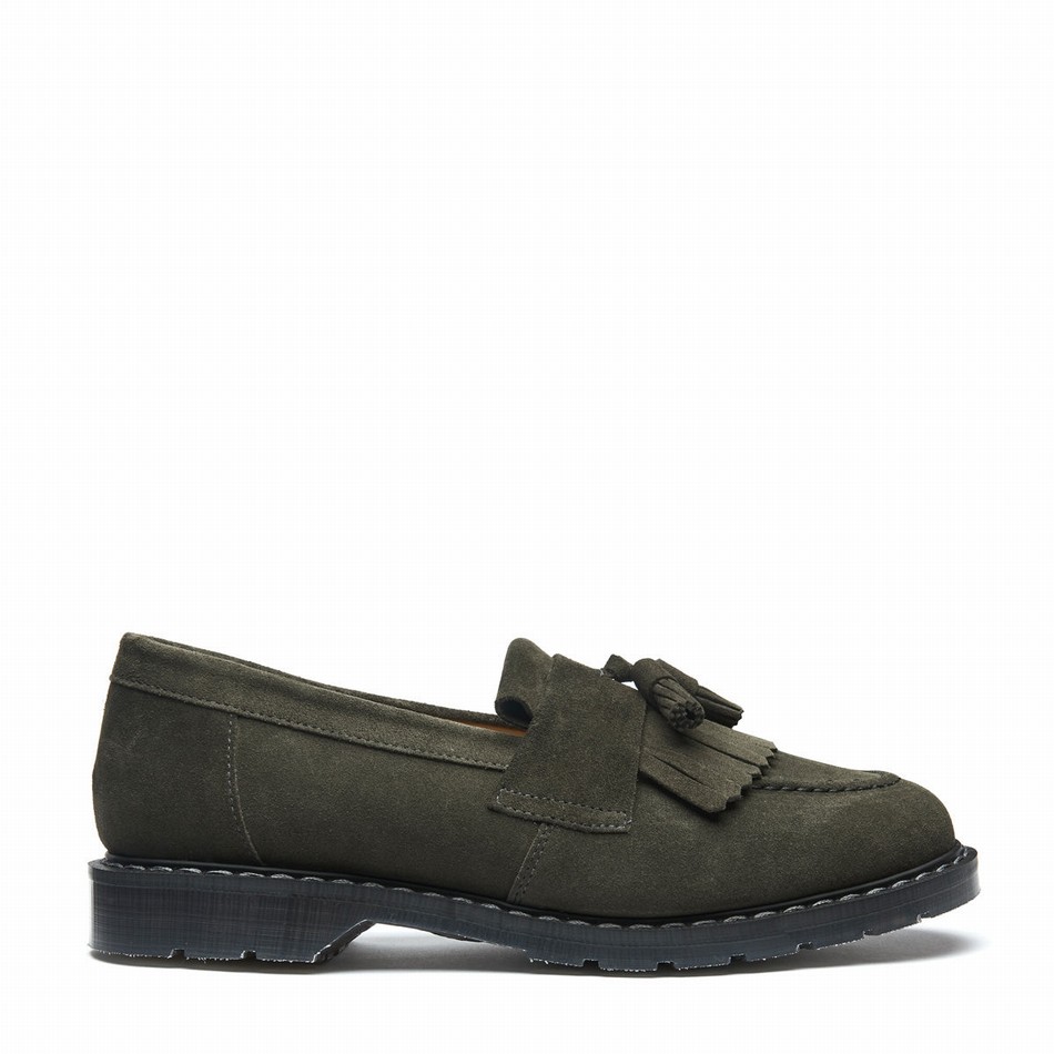 Men Solovair Suede Tassel Loafers Olive | S0-1022-OL-SUE-G-035