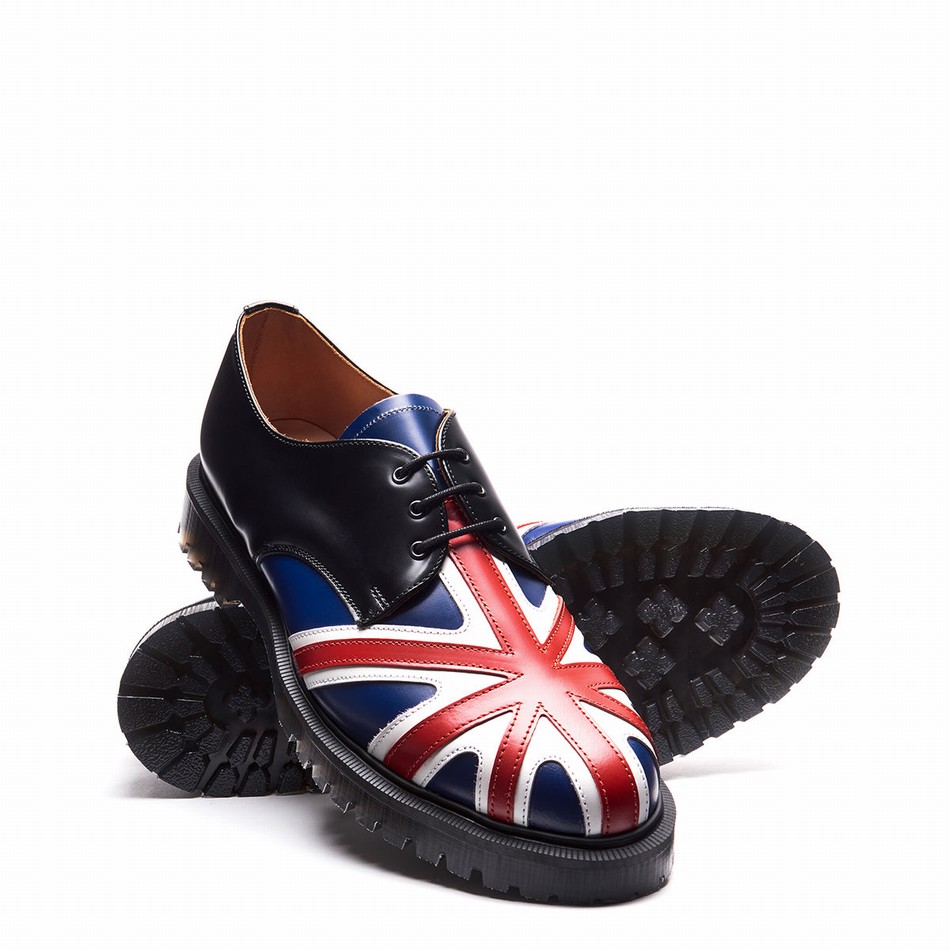 Men Solovair Union Jack Gibson Shoes Black | 3-995-UJ-060