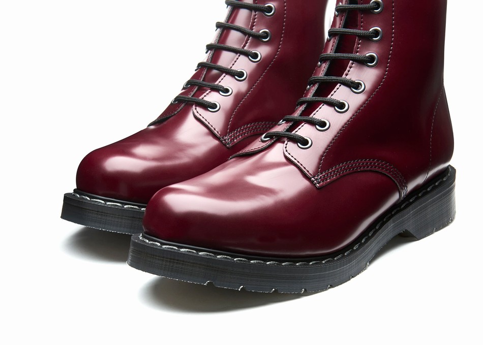 Men Solovair Vegan Hi-Shine 8 Eye Derby Boots Red | VS8-551-OX-VEG-G-040
