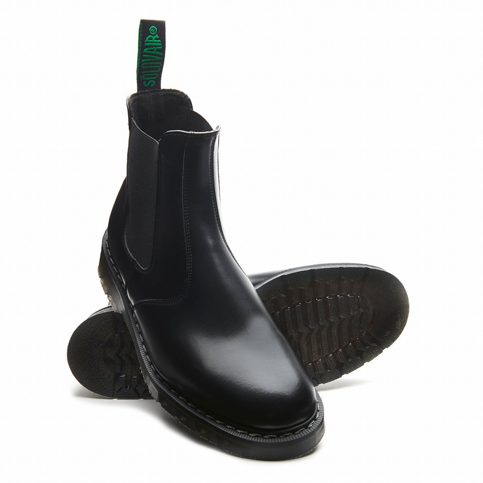 Men Solovair Vegan Hi-Shine Dealer Boots Black | VS0-900-BK-SM-VEG-G-030