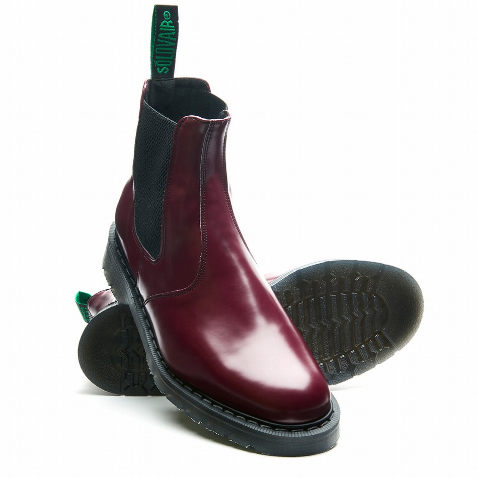 Men Solovair Vegan Hi-Shine Dealer Boots Red | VS0-900-OX-VEG-G-030
