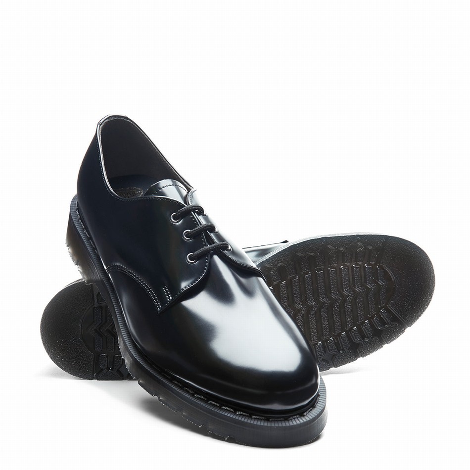 Men Solovair Vegan Hi-Shine Gibson Shoes Black | VS3-995-BK-SM-VEG-G-035